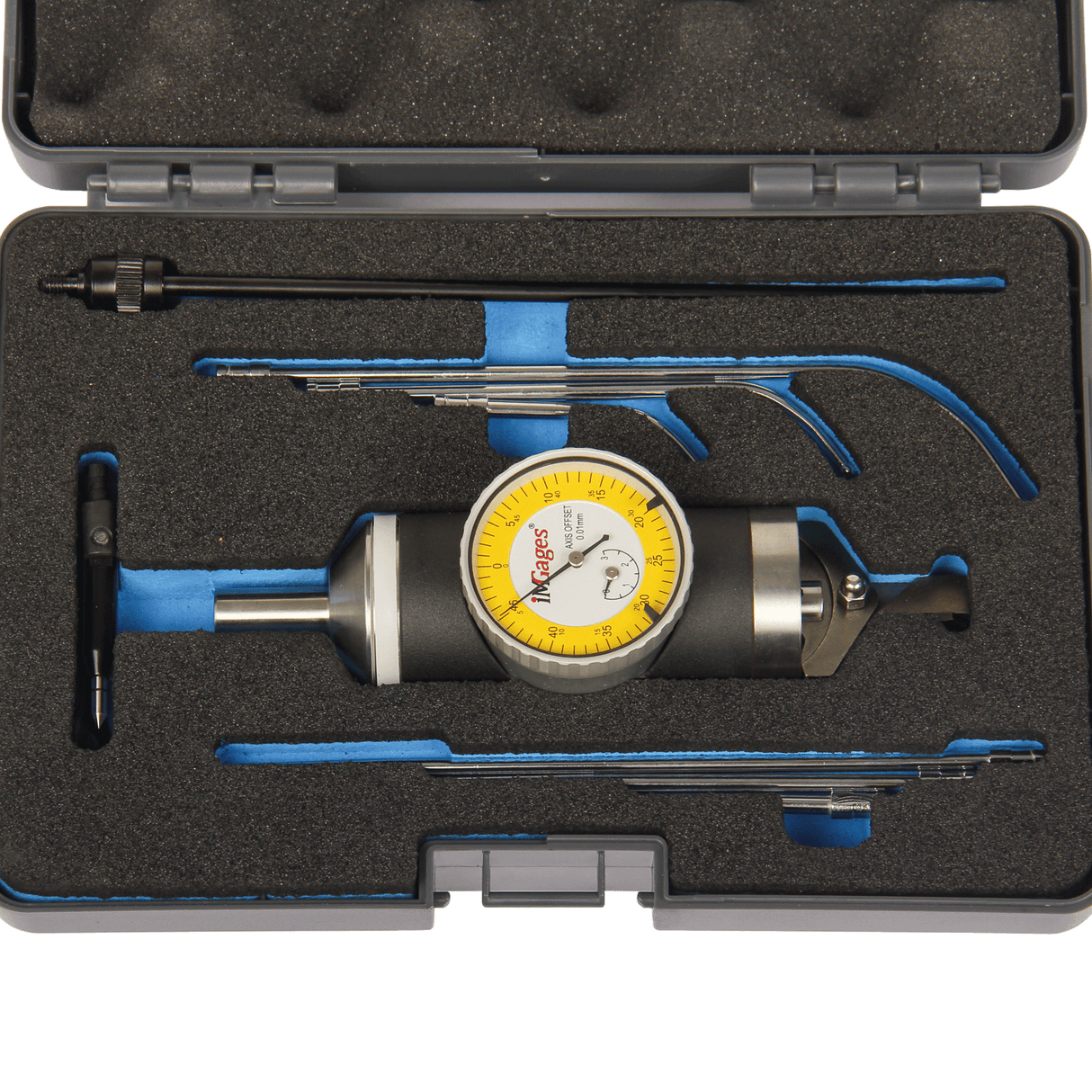 BOKA Co-Axial Indicator, 0-3 mm range, resolution 0.01 mm, for horizontal and vertical machines, outside and inside diameter