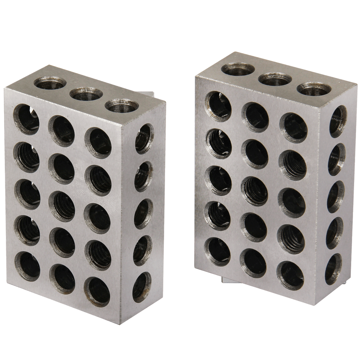 BOKA 2 pieces 25 x 50 x 75 mm steel hardened precision blocks, 23 holes, milling parallel clamping blocks, metric clamping blocks