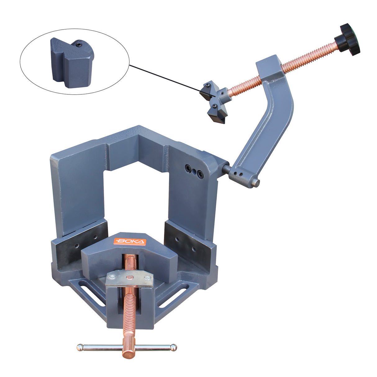 BOKA Winkelschraubstock 100 mm verstellbar für Schweißarbeiten AC-100H aus Gusseisen, Gehrungszwinge