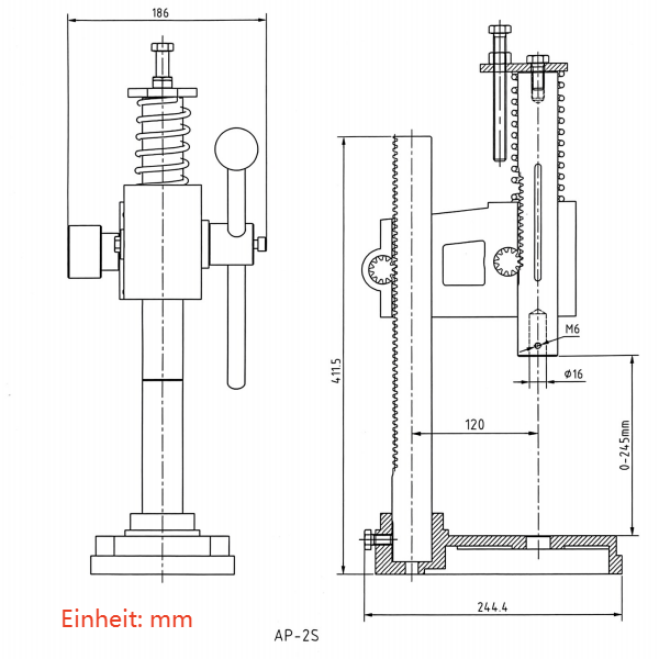 BOKA Manuelle Presse AP-2S, 2 Tonnen Dornpresse mit einstellbarer Presshöhe, solide Konstruktion für Schmuckherstellung