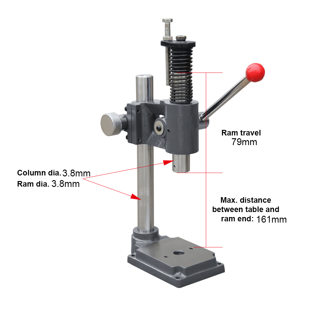 BOKA Manuelle Presse AP-2S, 2 Tonnen Dornpresse mit einstellbarer Presshöhe, solide Konstruktion für Schmuckherstellung