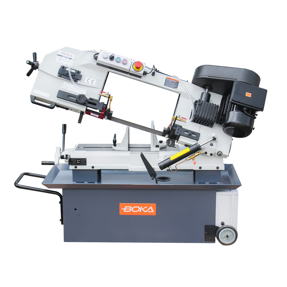 BOKA BS-912B metal band saw 230V 1.1kW with coolant system, 4 speeds, hydraulic cylinder, quick-release vice, miter cut up to 45°, mobile, robust for metal cutting