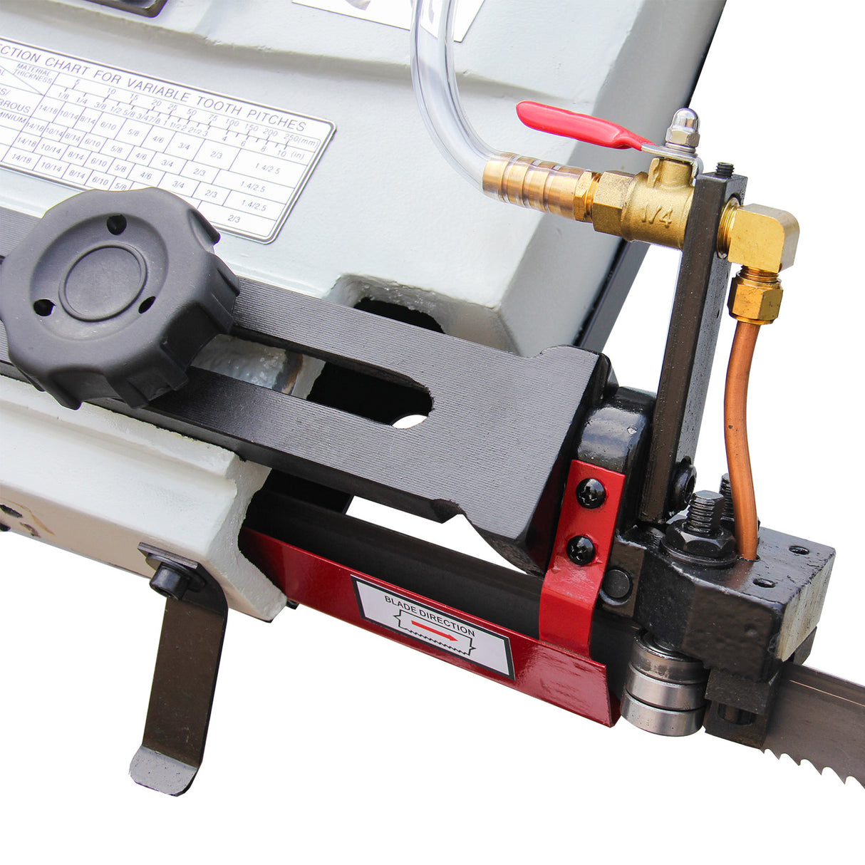 BOKA BS-912B metal band saw 230V 1.1kW with coolant system, 4 speeds, hydraulic cylinder, quick-release vice, miter cut up to 45°, mobile, robust for metal cutting