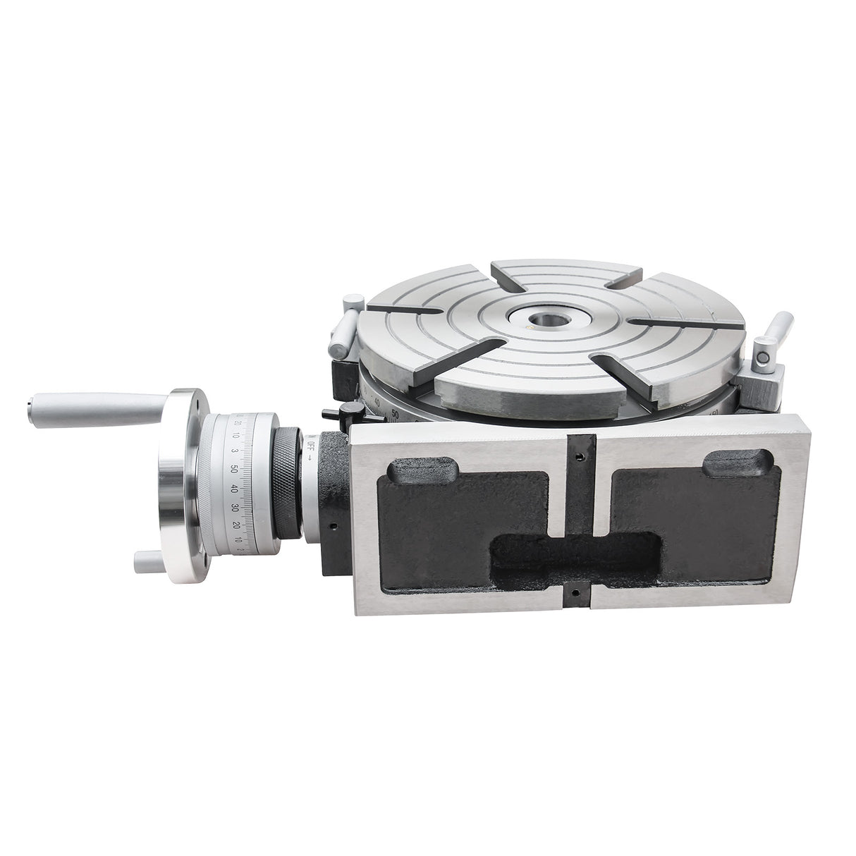 BOKA HV-10 Rundtisch 250 mm, horizontal & vertikal, MT3 Zentrierhülse, 6 T-Nuten, Präzisions-Teilapparat 360°, geeignet für Fräs- & Bohrarbeiten