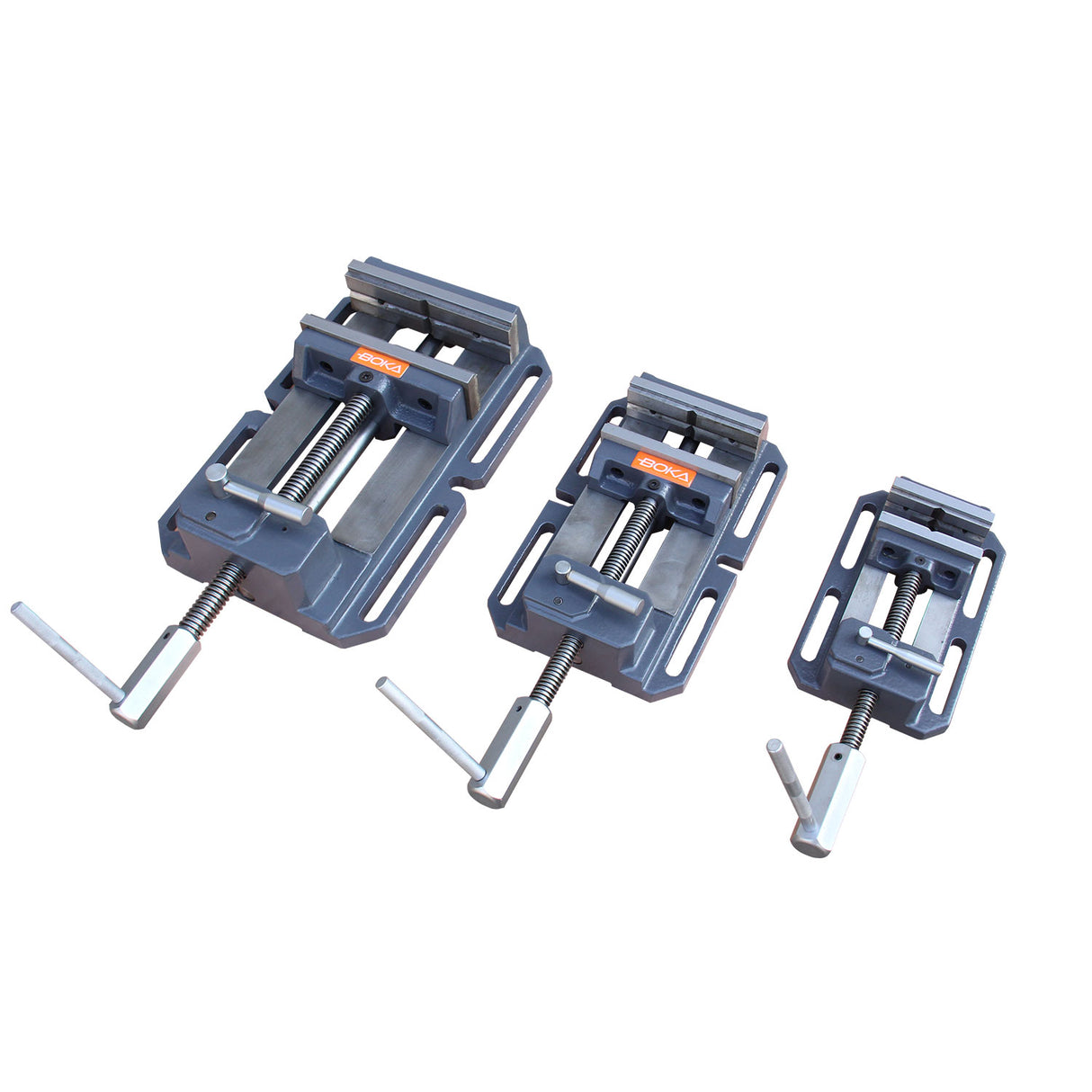 BOKA TSL-100 drilling vice 100mm, flat machine vice for metal milling with prism jaw