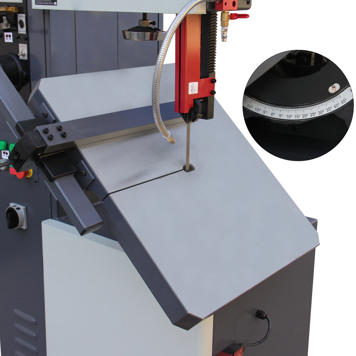 BOKA VS-300 Vertical Band Saw with 310 mm cutting width, 185 mm cutting height, digital display, adjustable table and saw blade repair tools