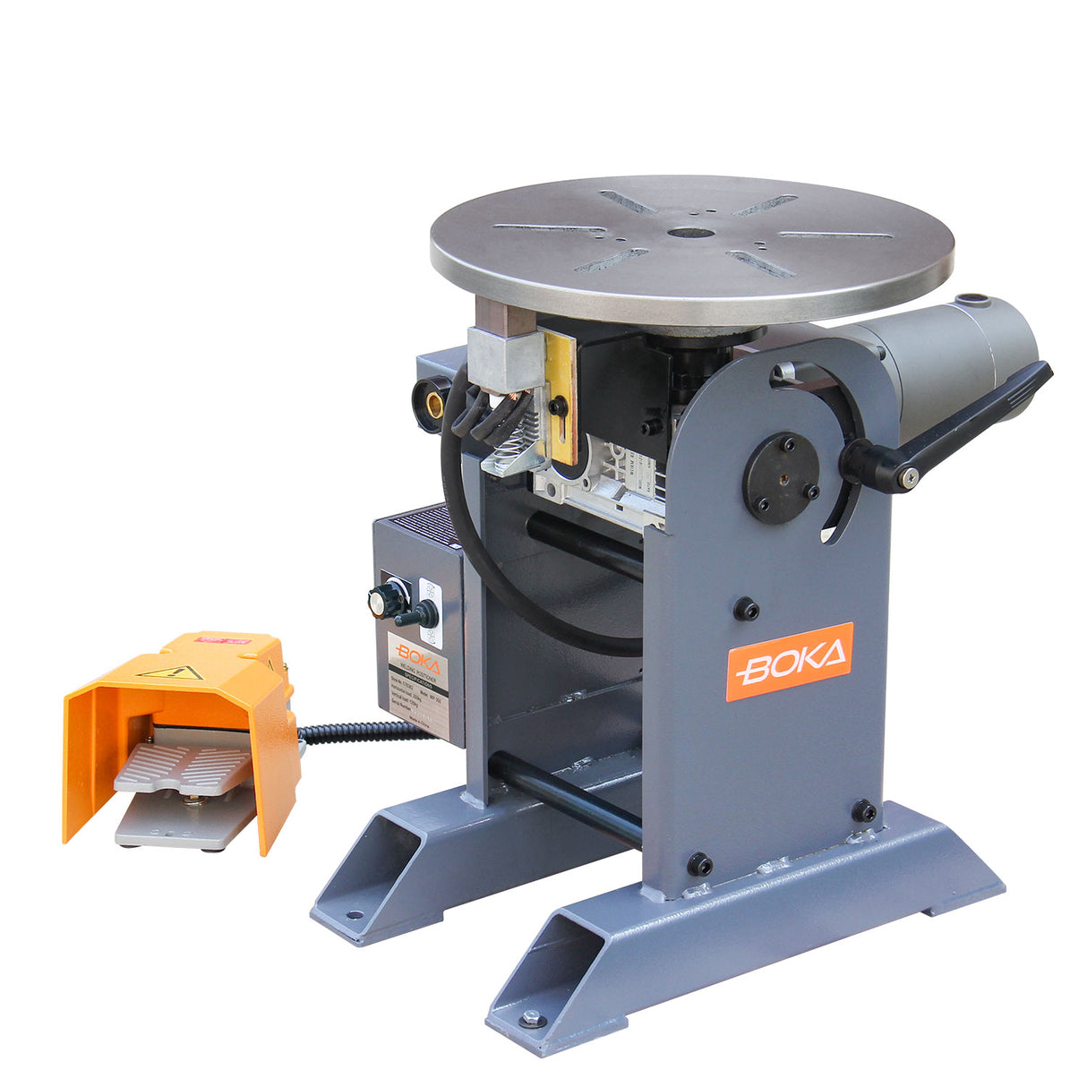 BOKA WP-350 welding positioner, 359 kg load capacity, tilt angle 0-135°, rotary motor, ideal for pipe welding and precise positioning