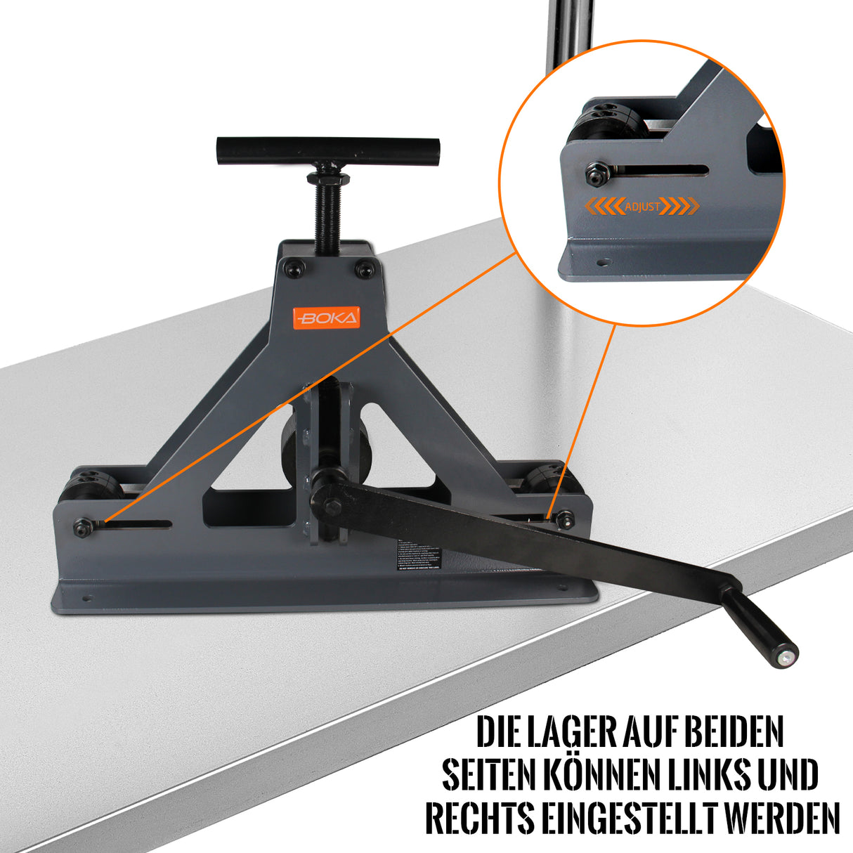 BOKA TR-40 pipe bender, manual roll bending machine for square and rectangular pipes, maximum capacity 40 x 1.5 mm, robust and versatile