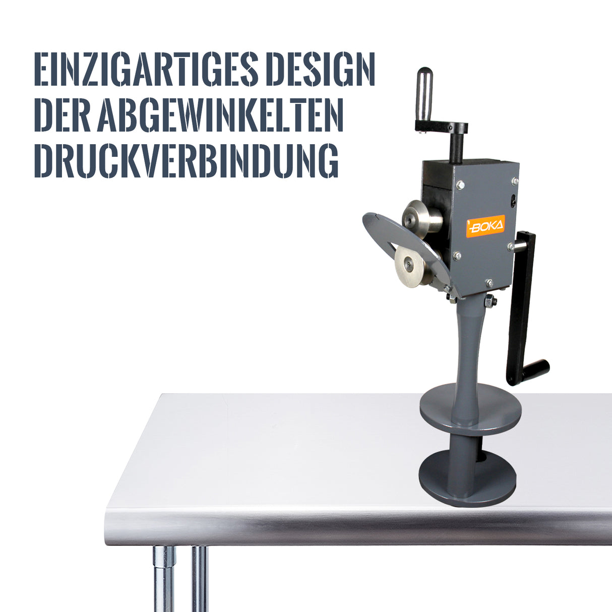 BOKA flanging machine RM-A, beading machine with rotating head, sheet metal processing machine table mountable