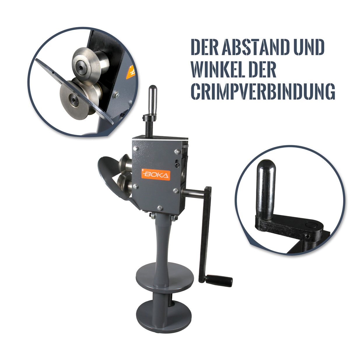 BOKA flanging machine RM-A, beading machine with rotating head, sheet metal processing machine table mountable