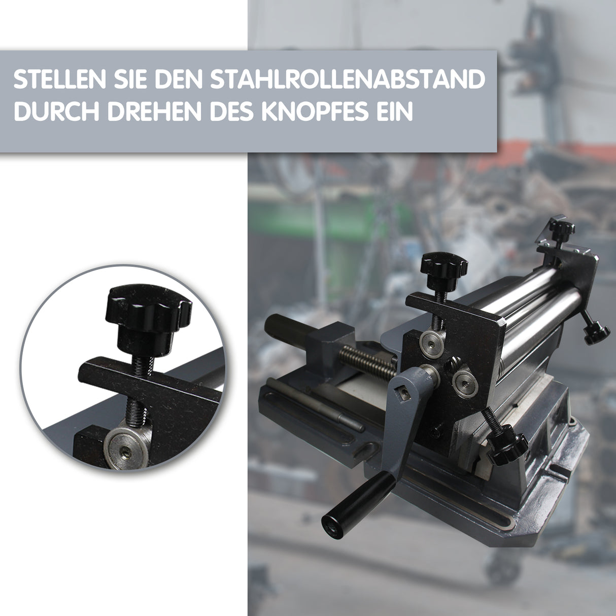 BOKA Drei-Walzen Rundbiegemaschine, manuelle Walzenbiegemaschine für Blech bis 300 mm / 1,0 mm, kompakte Rollbiegemaschine mit Drahtnuten, leicht zu warten, SJ-300