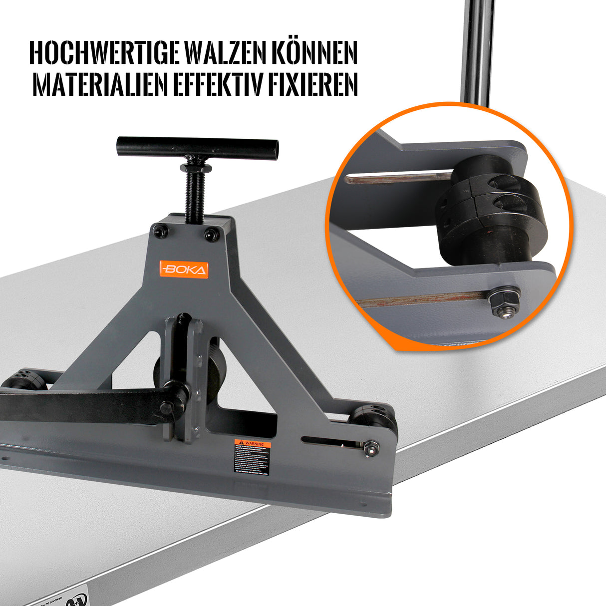 BOKA TR-40 pipe bender, manual roll bending machine for square and rectangular pipes, maximum capacity 40 x 1.5 mm, robust and versatile