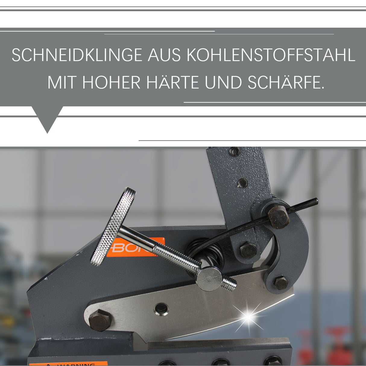 BOKA Handhebelschere Blech 150mm Klingenlänge mit T10 Stahl Blechschere Hebelschere für 6 mm Dicke, Abkantbank