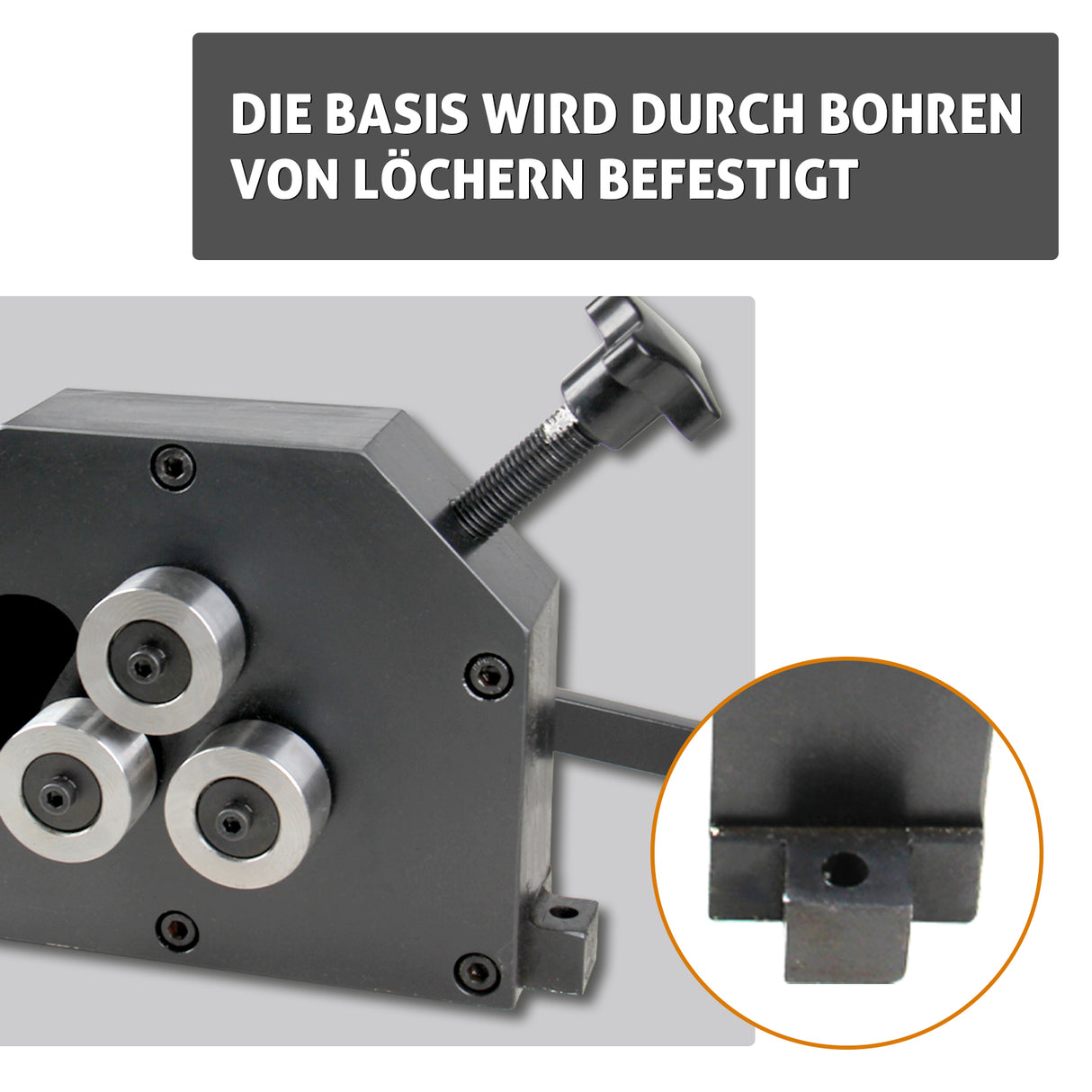 BOKA PR-5 Manual round bending machine, 3-roller bender for flat and round steel, bending radius 70 mm (2-3/4")
