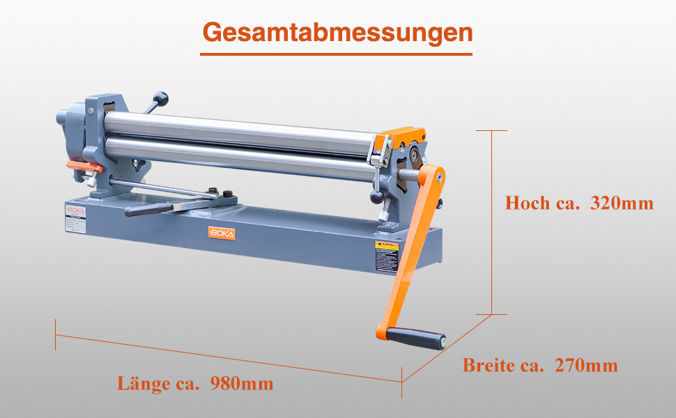 BOKA SR-24 Rundbiegemaschine, 610 mm Walzbreite, 1,5 mm Kapazität für weichen Stahl, manuelle Metallbiegemaschine, kompakt und langlebig