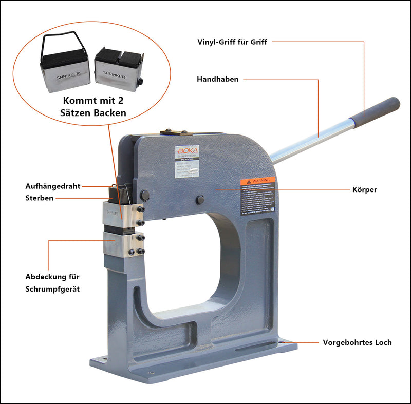 Werkstatt Maschine BOKA Stauch- Und Streckgerät SS-18 – Für 1,2 Mm Stahl / 1,6 Mm Aluminium, Mit 2 Backensätzen, Kompakt, Gusseisen Werkstatt Maschine BOKA Stauch- Und Streckgerät SS-18 – Für 1,2 Mm Stahl / 1,6 Mm Aluminium, Mit 2 Backensätzen, Kompakt, Gusseisen